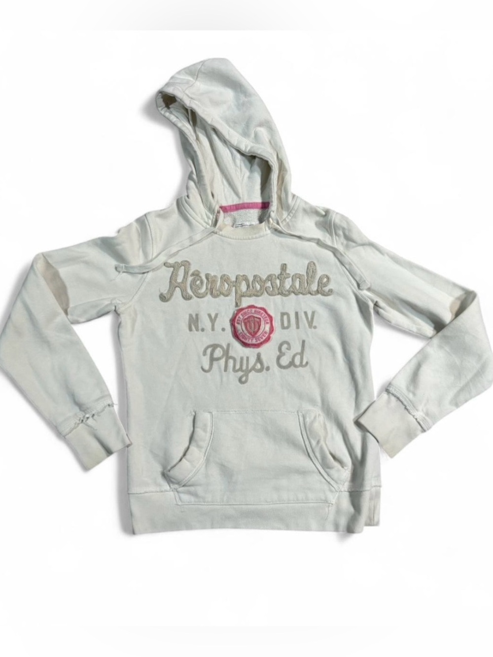 Aeropostale white hoodie with pink accents Size M #y2k